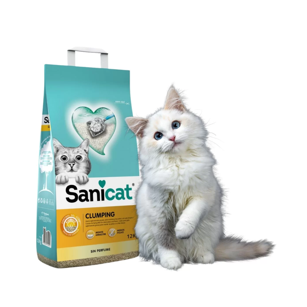 Arena Sanitaria Aglutinante Sanicat Clumping 12kg Sin Perfume