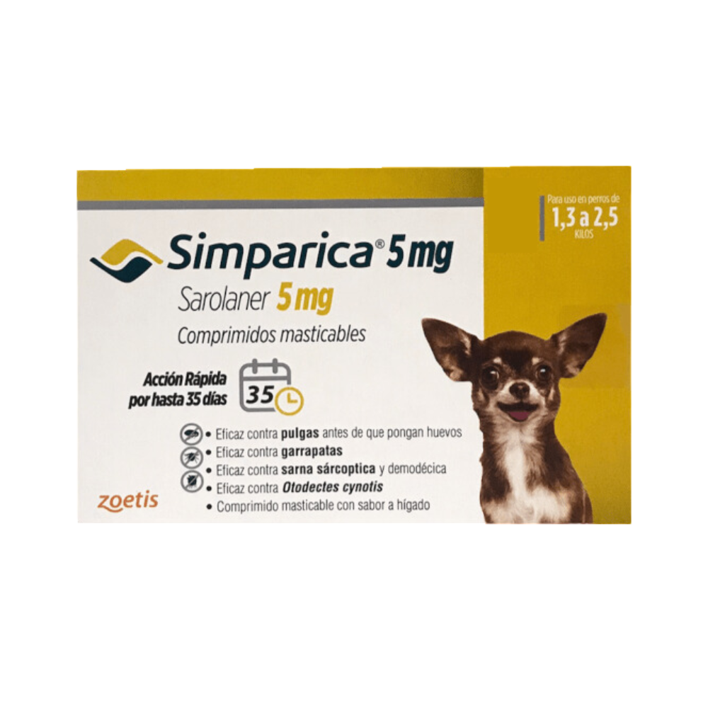 Simparica Masticable 5mg 1.3-2.5kg (3 Comp)