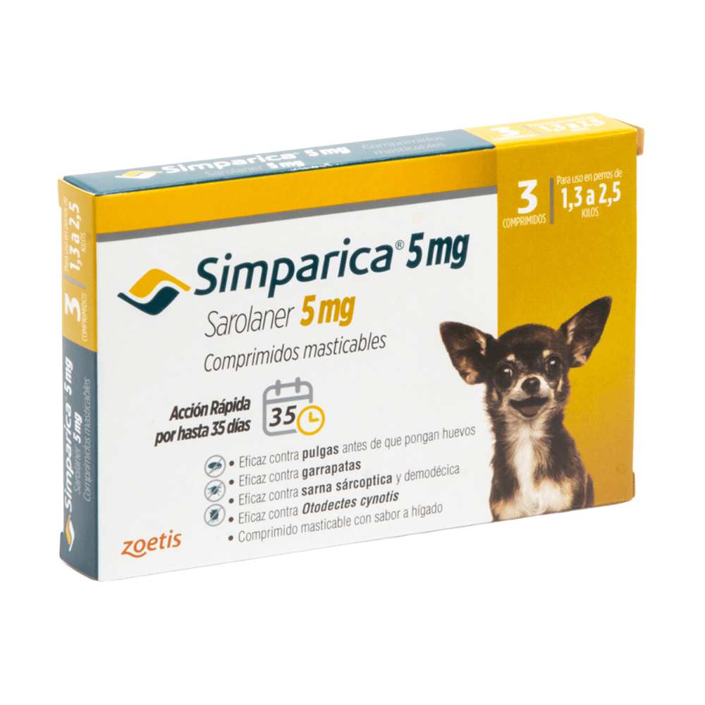 Simparica Masticable 5mg 1.3-2.5kg (3 Comp)