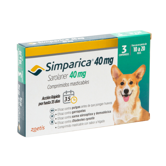 Simparica Masticable 40mg 10-20kg (3 Comp)