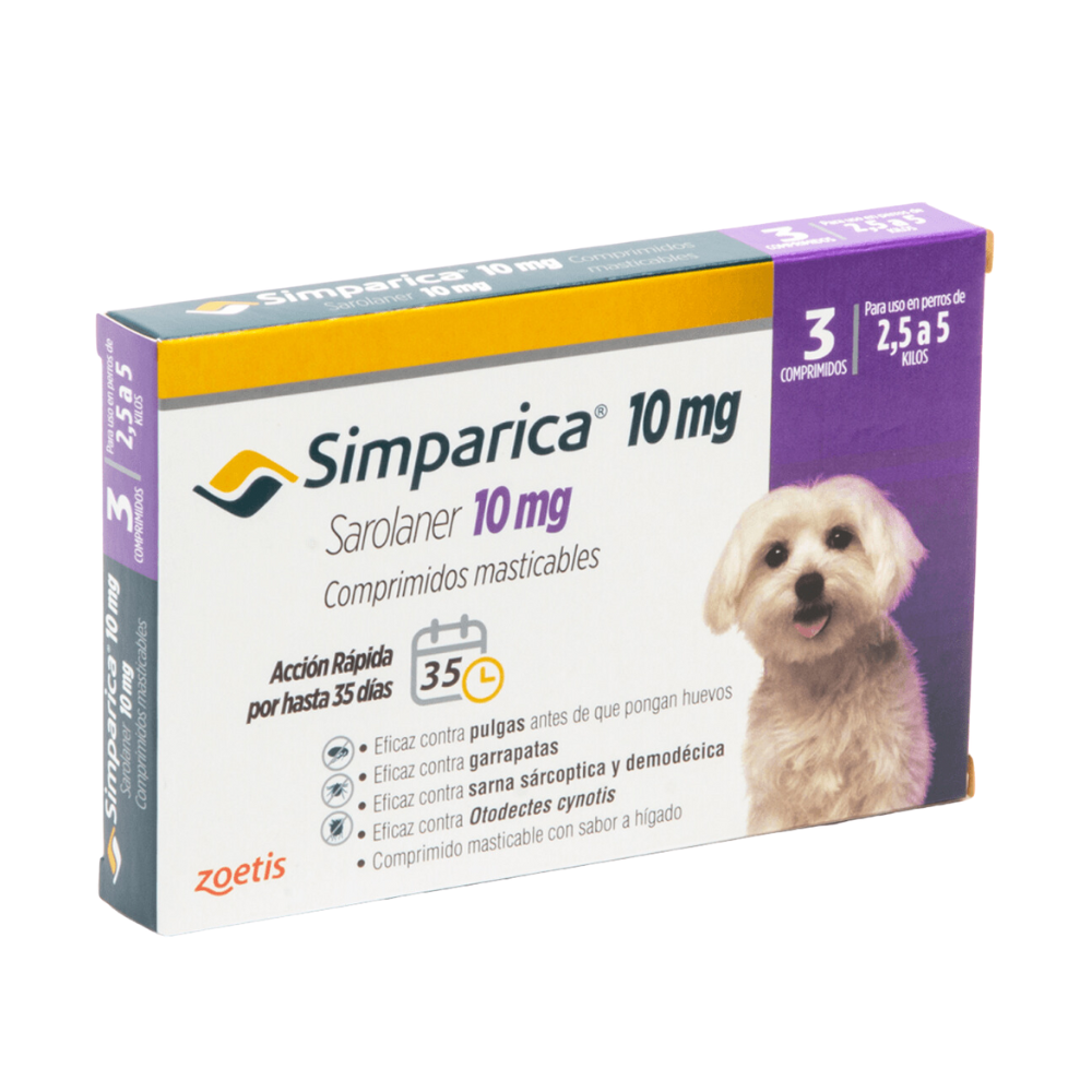 Simparica Masticable 10mg 2.5-5kg (3 Comp)