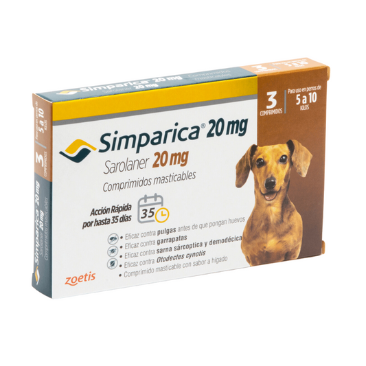 Simparica Masticable 20mg 5-10kg (3 Comp)