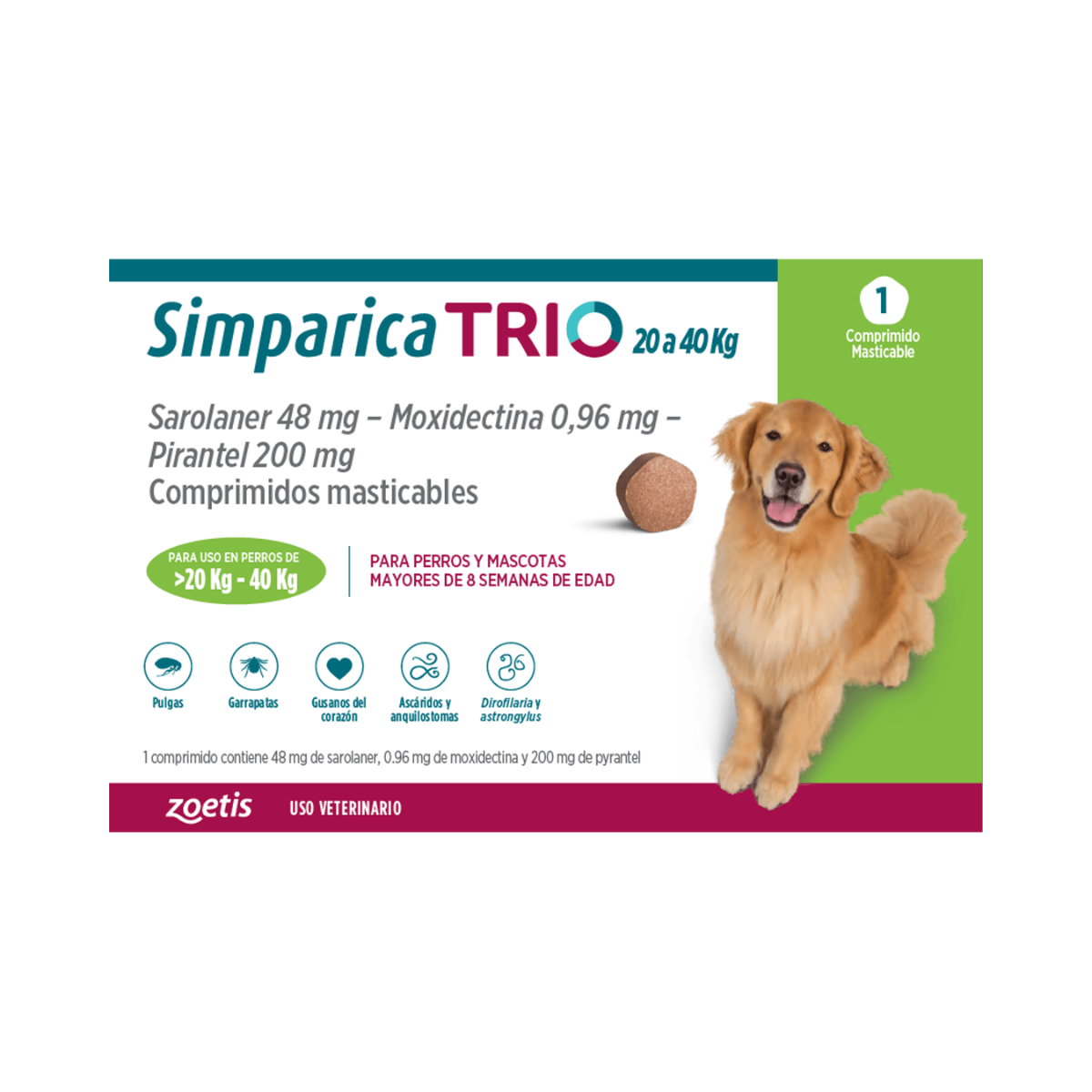 Simparica Masticable TRIO 20-40kg (1 Comp)