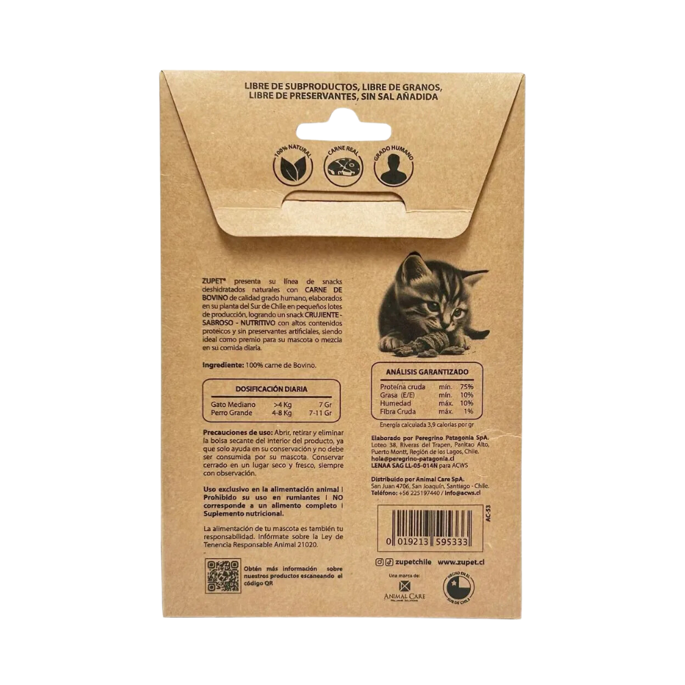 Snack Para Gato Zupet Deshidratado de Bovino 30g