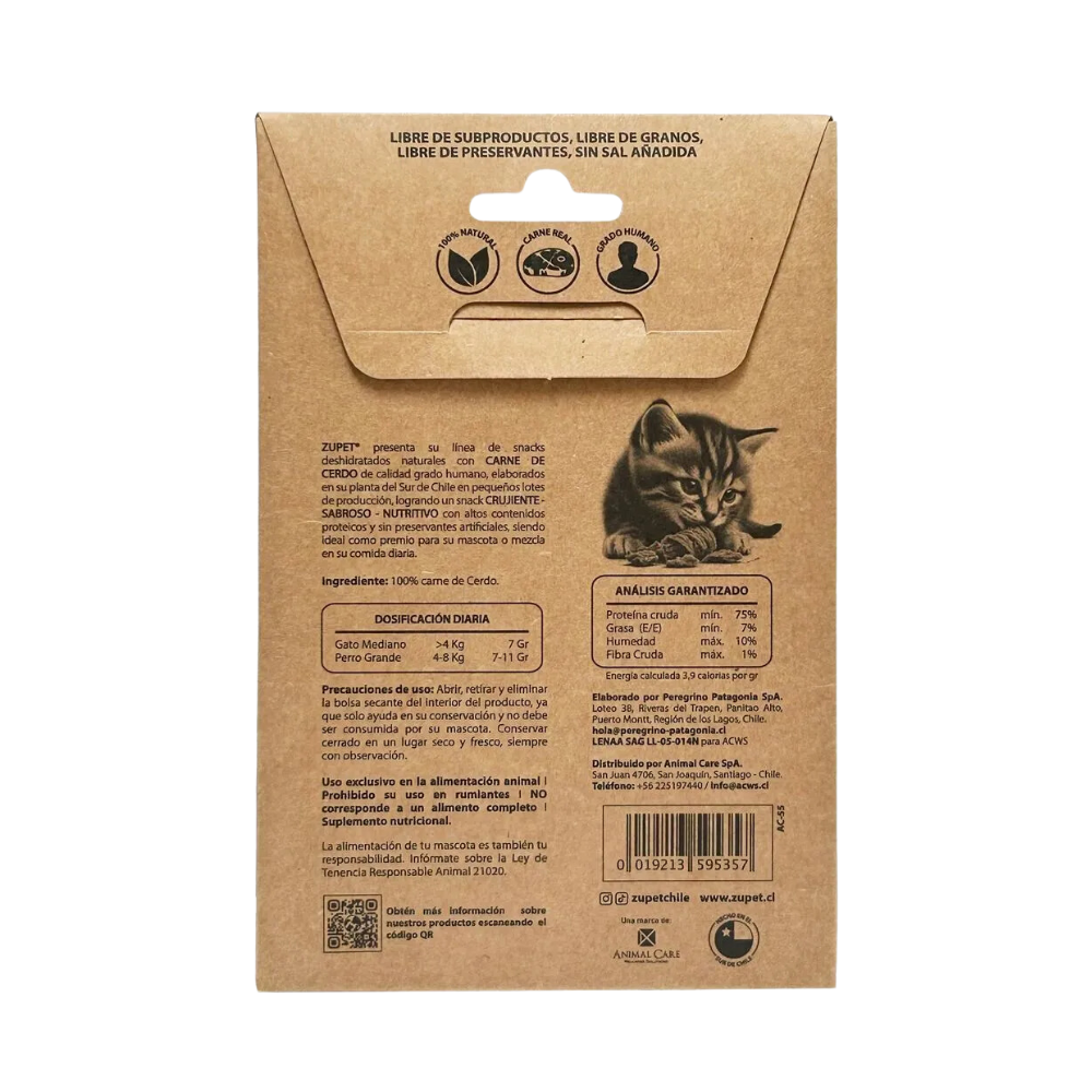 Snack Para Gato Zupet Deshidratado de Cerdo 30g