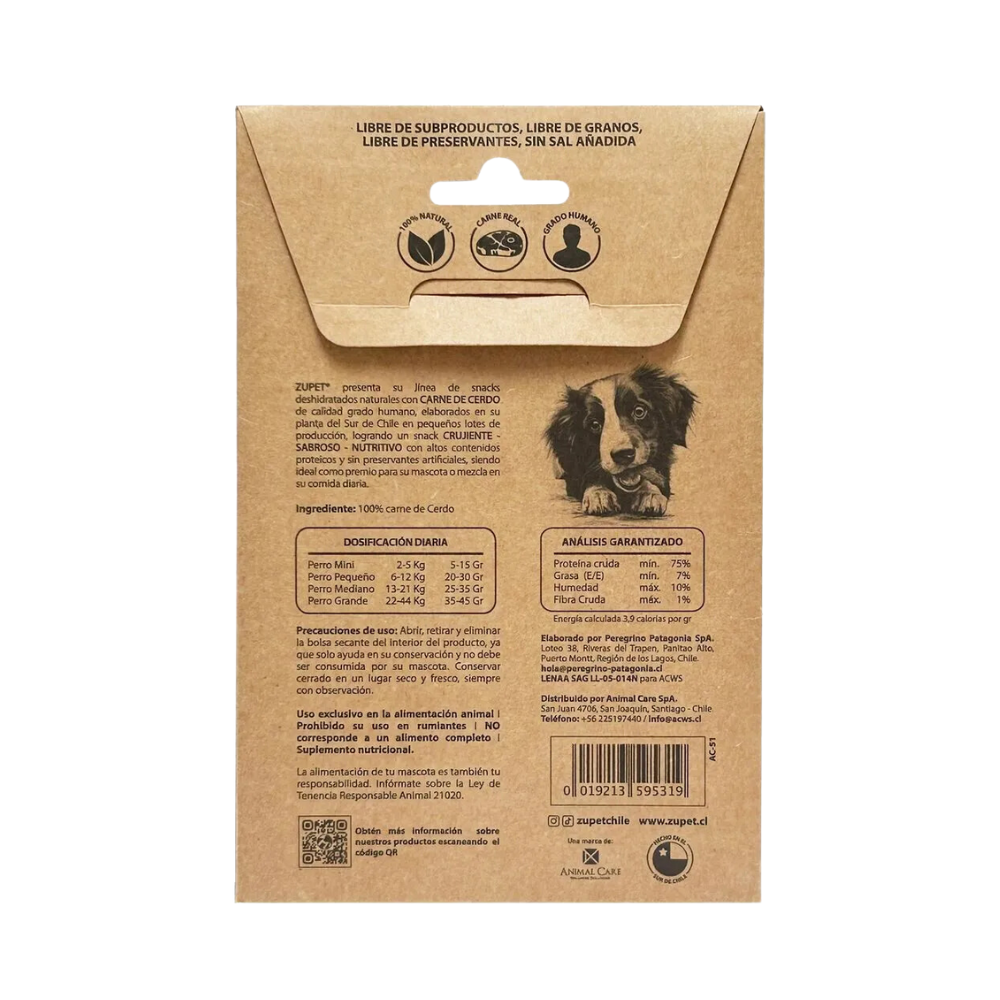 Snack Para Perro Zupet Deshidratado de Cerdo 35g