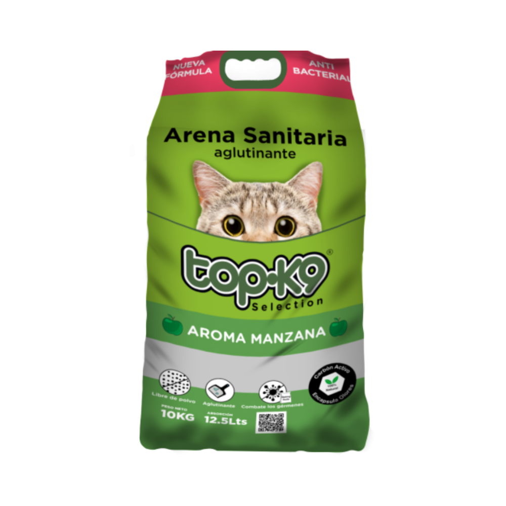 Arena Sanitaria Aglutinante TopK9 10kg/12,5lt Aroma Manzana