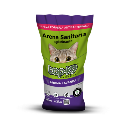 Arena Sanitaria Aglutinante TopK9 25kg/31,5lt Aroma Lavanda