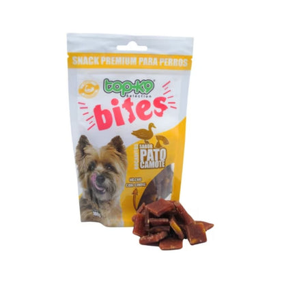 Snack Bites Bocaditos Pato y Camote 100g Para Perros TopK9