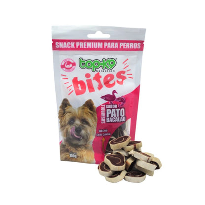 Snack Bites Sushiroll Pato y Bacalao 100g Para Perros TopK9