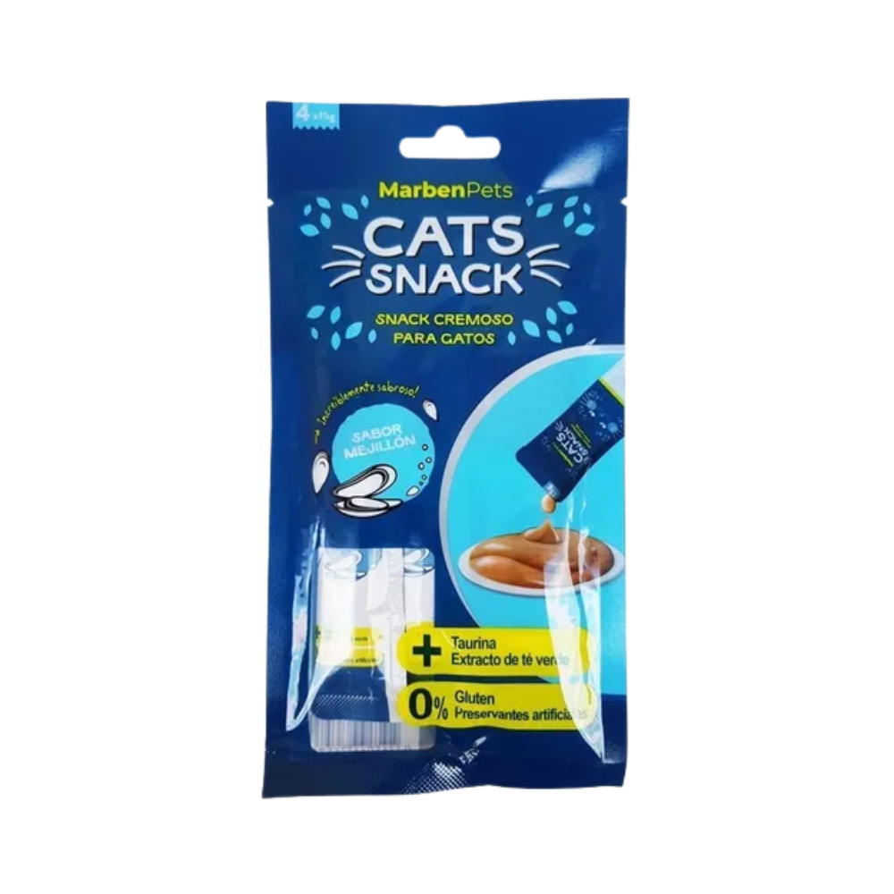 Cats Snack Tubito Cremoso Mejillon 4x15g