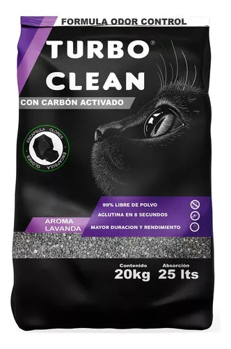 Arena Aglutinante Turbo Clean Odor Control 20kg Lavanda