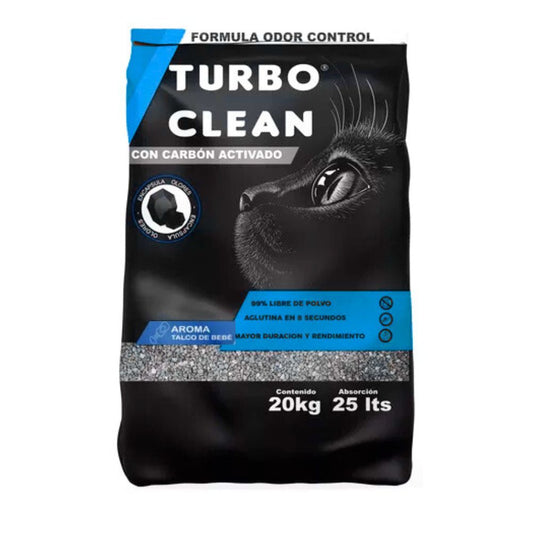 Arena Aglutinante Turbo Clean Odor Control 20kg Talco Bebe