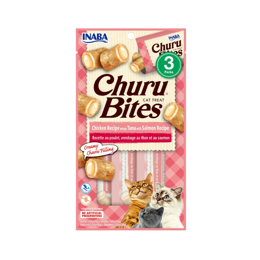 Churu Bites de pollo con atún y salmón 30g/10g x3 Sachets Wraps