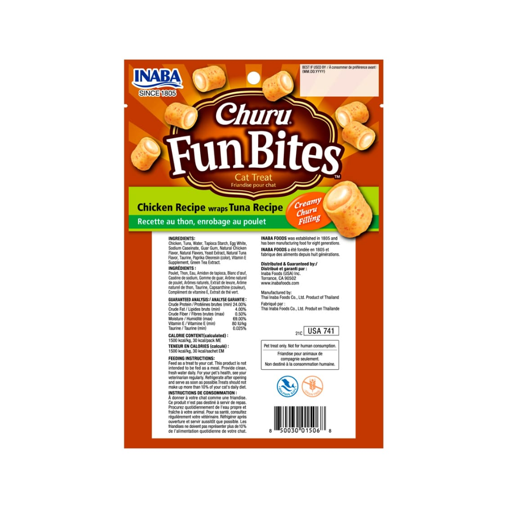 Churu Fun Bites pollo con atún 60g/20g x3 Sachets