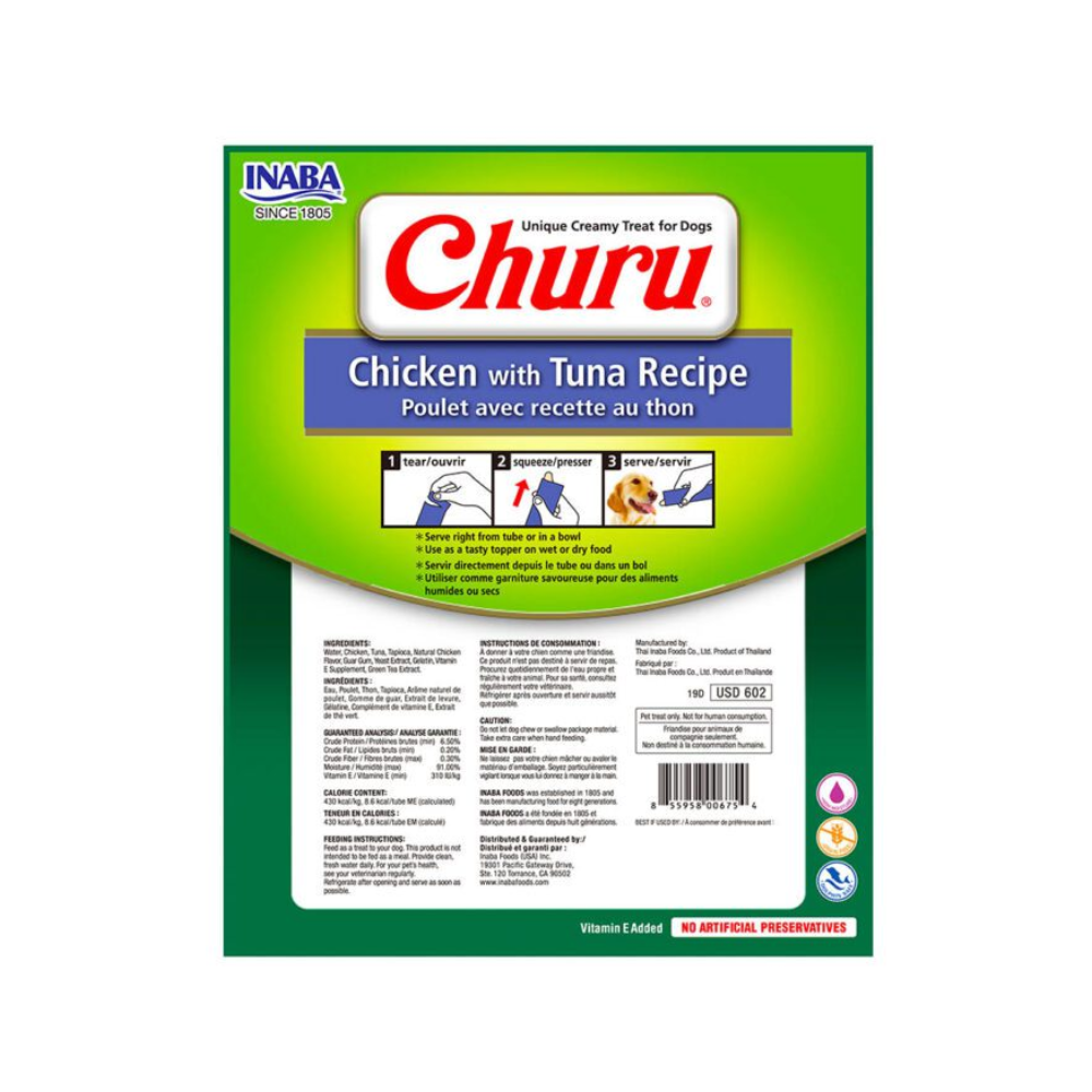 Dog Churu de pollo con atún 160g/20g x8 Tubos