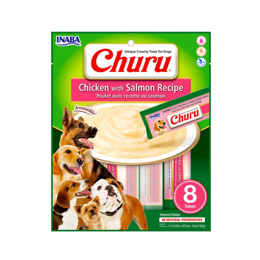 Dog Churu de pollo con salmón 160g/20g x8 Tubos