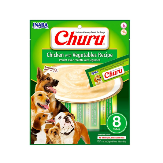 Dog Churu de pollo con vegetales 160g/20g x8 Tubos