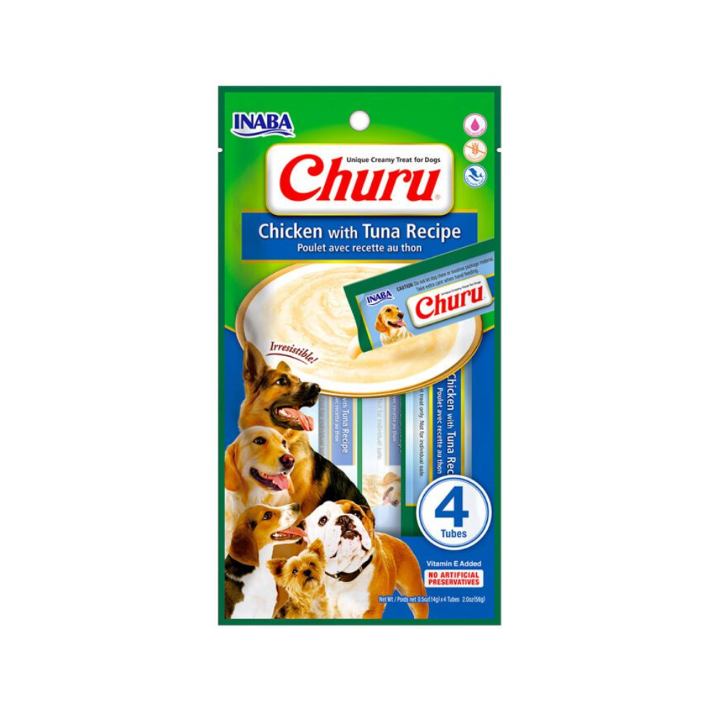 Dog Churu de pollo con atún 56g/14g x4 Tubos