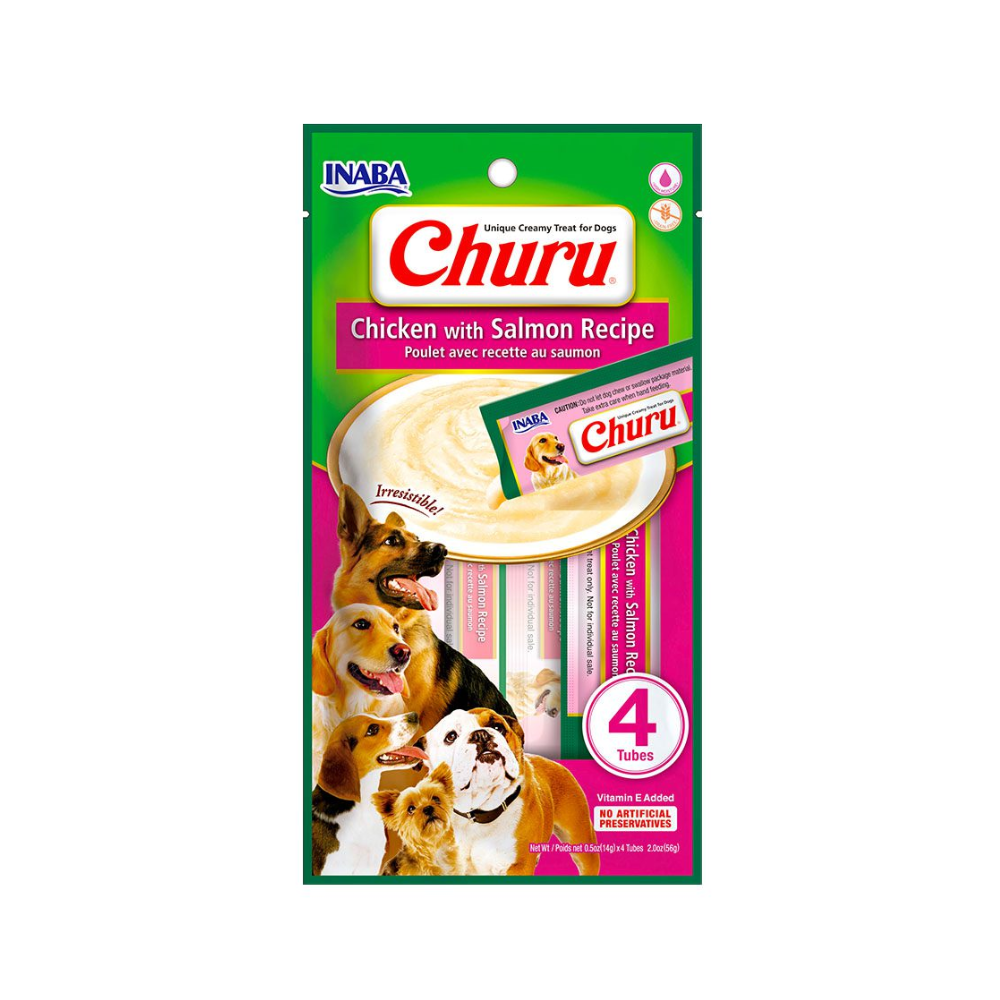 Dog Churu de pollo con salmón 56g/14g x4 Tubos