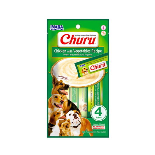 Dog Churu de pollo con vegetales 56g/14g x4 Tubos