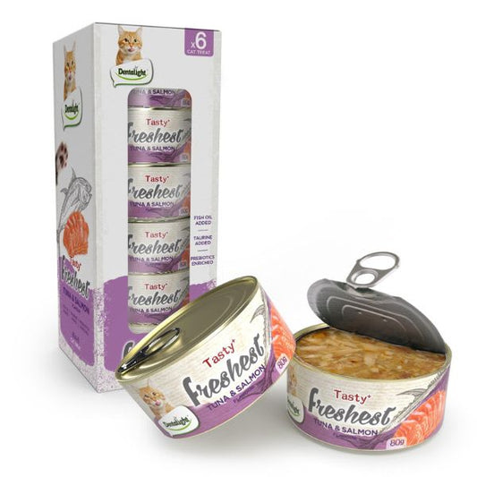 Lata Tasty Freshest Atun y Salmon 80g Caja